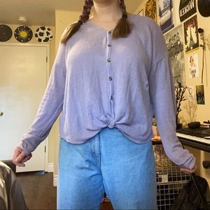 PURPLE BUTTON UP SWEATER